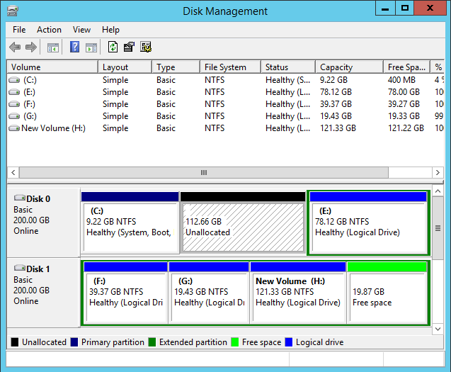 Run Disk Management in Server