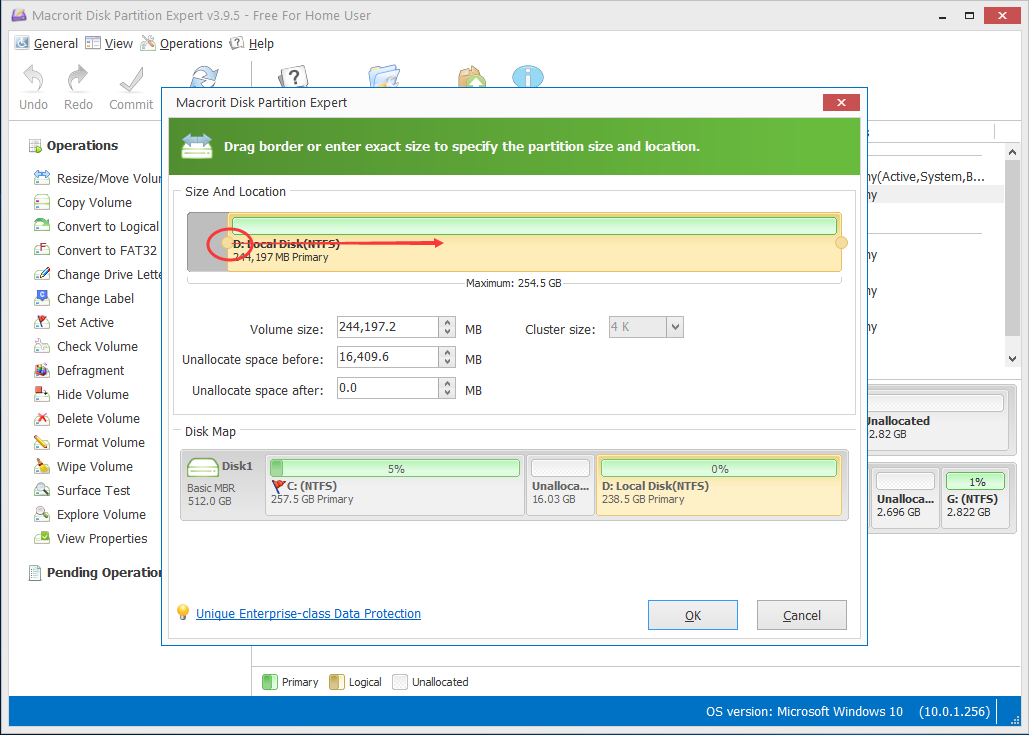 Resize Partition in Partition Expert